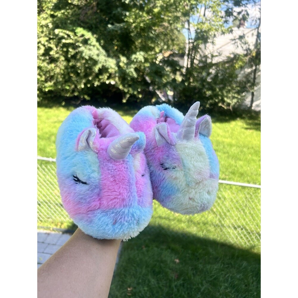 Women’s Unicorn Plush Faux Fur Slip-On Slippers Cushioned Multicolor
